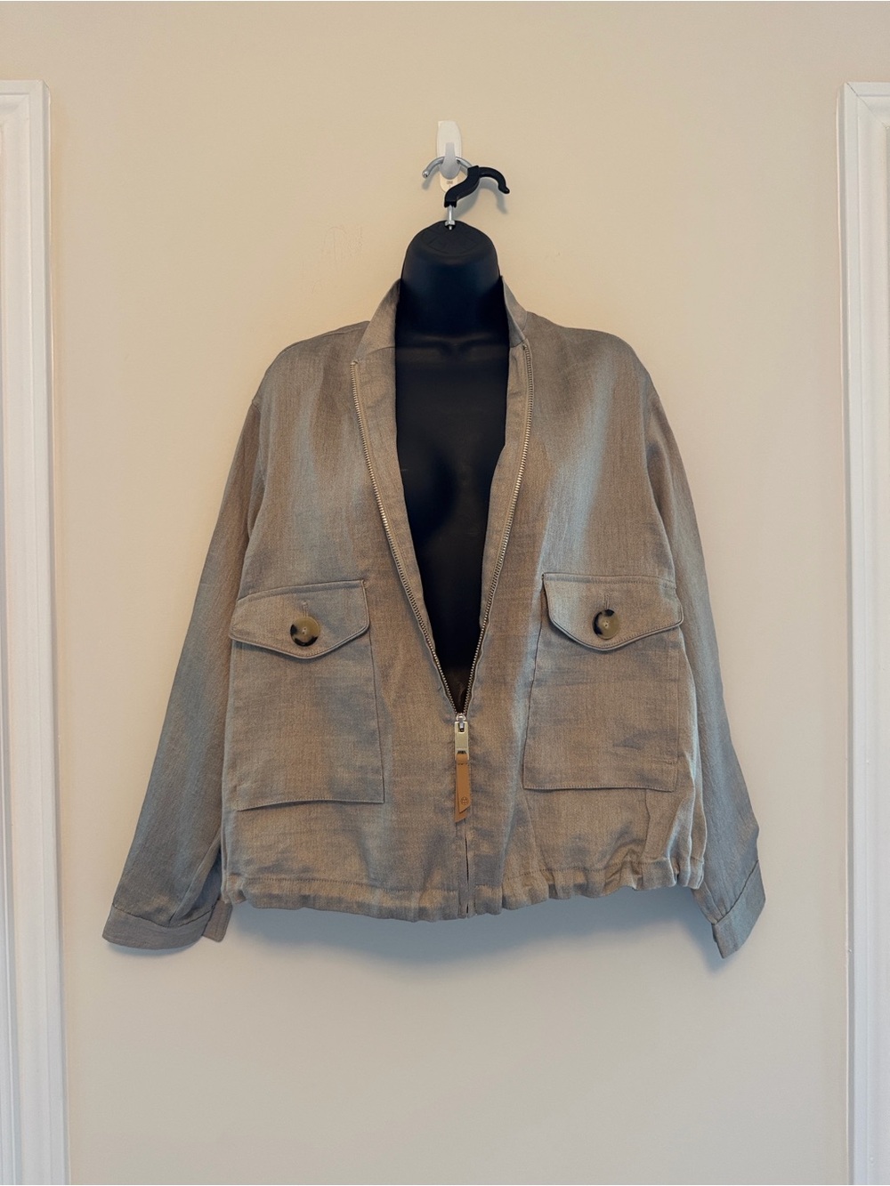 Massimo Dutti Neutral Utility Jacket in Light Taupe